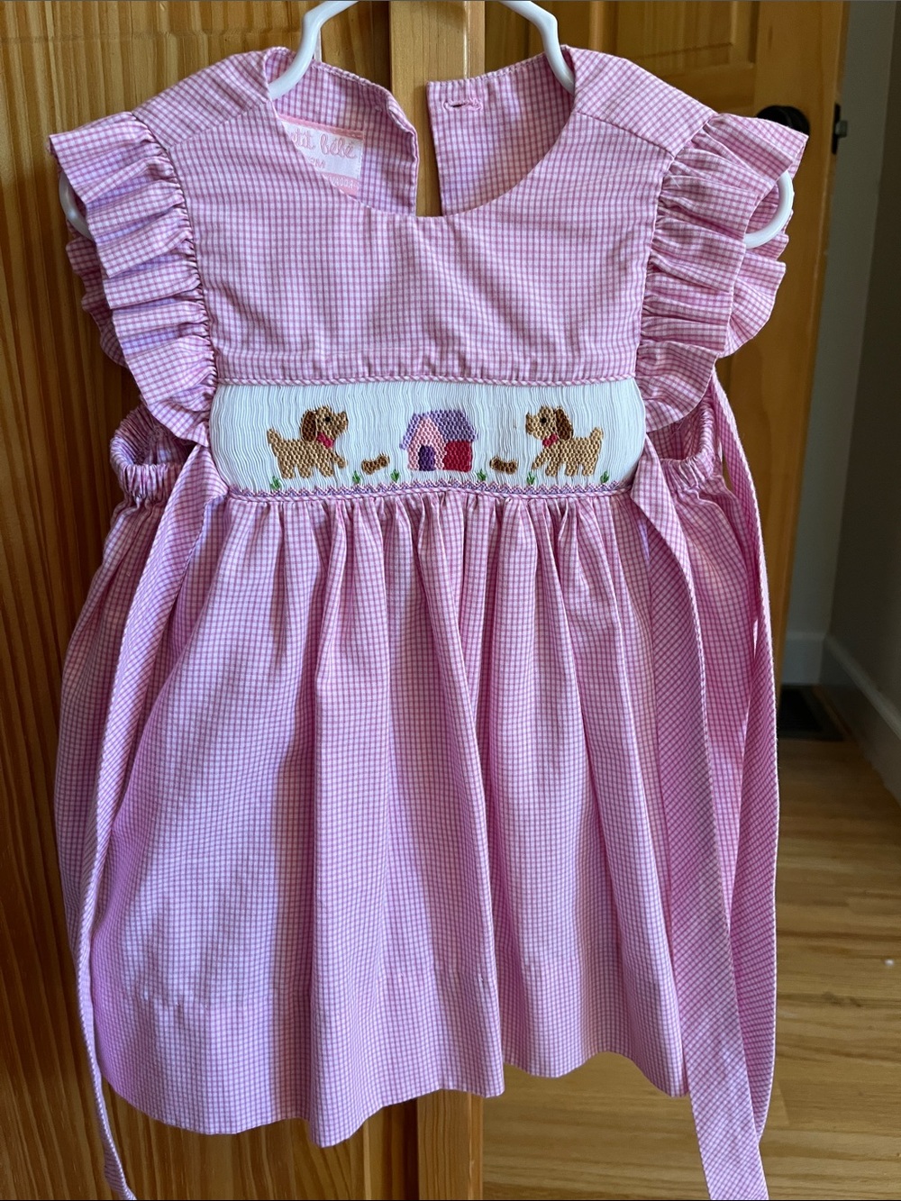 Pink Smocked Puppy Dress for Girls
